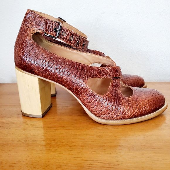 Schuler Sons Shoes - Schuler Sons Philadelphia Nalia Heels Brown Leather Chunky SZ 8.5 Anthropologie